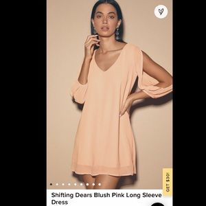 Lulus blush pink long-sleeves dress; Size XL; NWOT